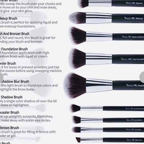 BEAUTY LALLY 10PC MAKE-UP BRUSH SET W/MIRROR - Picture 2 of 4